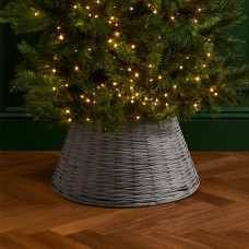  Neo Grey Willow Christmas Tree Skirt Natural Rustic Handwoven Half Split Willow Base Cover Hider Collar (40cm x 57cm)